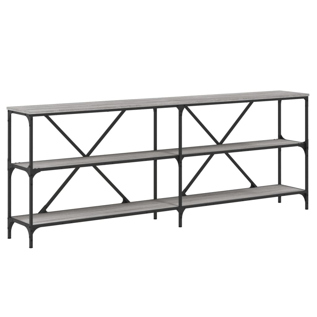 Console Table 200x30x75 cm Engineered Wood and Iron Length 200 cm Grey sonoma