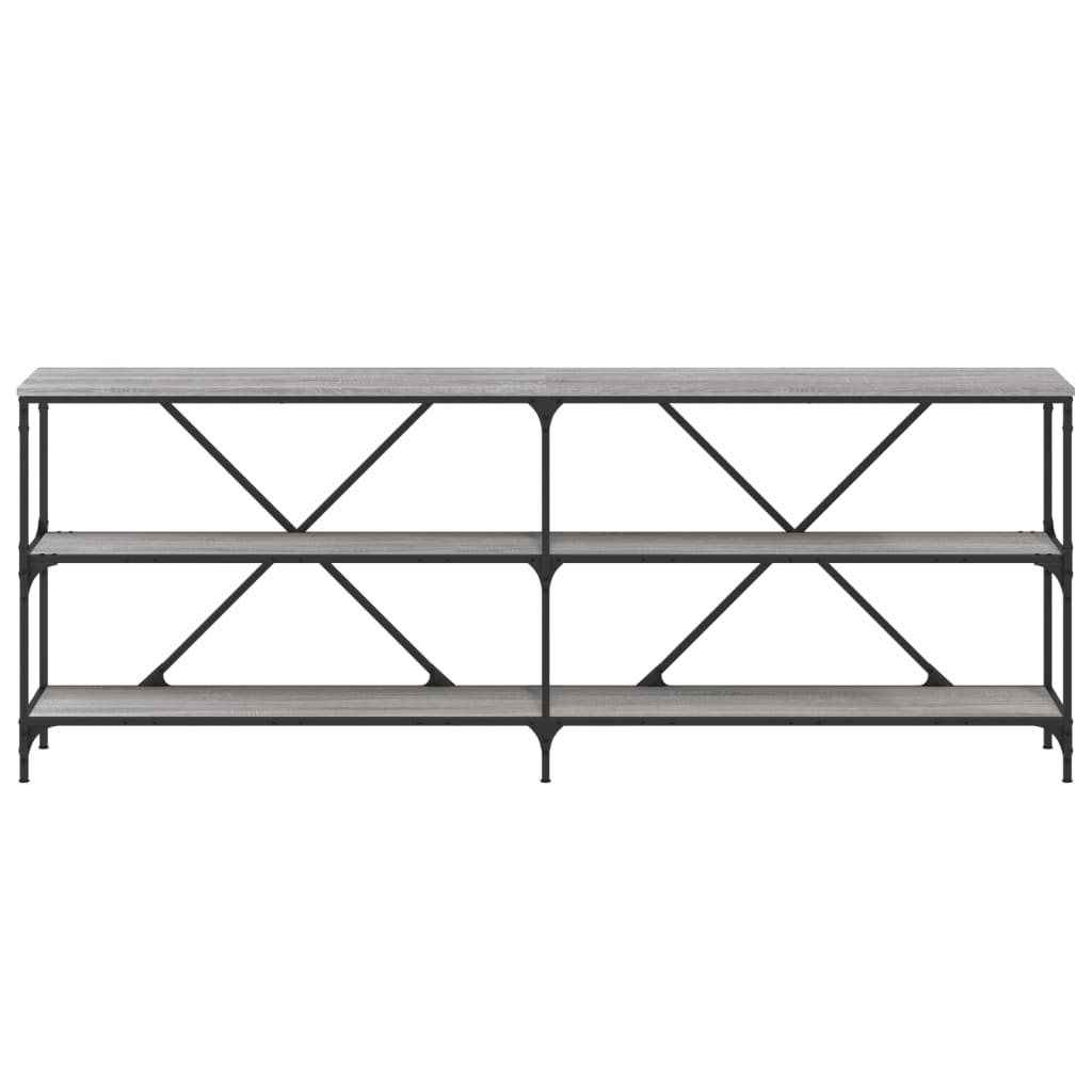 Console Table 200x30x75 cm Engineered Wood and Iron Length 200 cm Grey sonoma