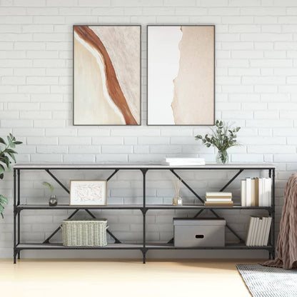 Console Table 200x30x75 cm Engineered Wood and Iron Length 200 cm Grey sonoma