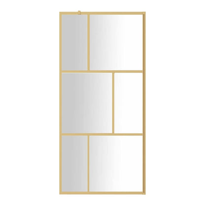 Walk-in Shower Wall with Clear ESG Glass Gold 80 x 195 cm