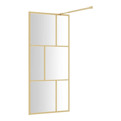 Walk-in Shower Wall with Clear ESG Glass Gold 80 x 195 cm