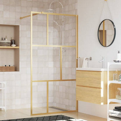 Walk-in Shower Wall with Clear ESG Glass Gold 115 x 195 cm