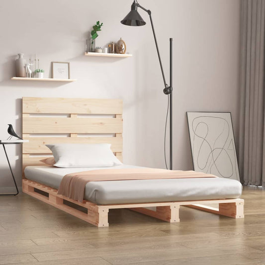 Bed Frame without Mattress Solid Wood Pine Length 190 cm Natural 90 cm
