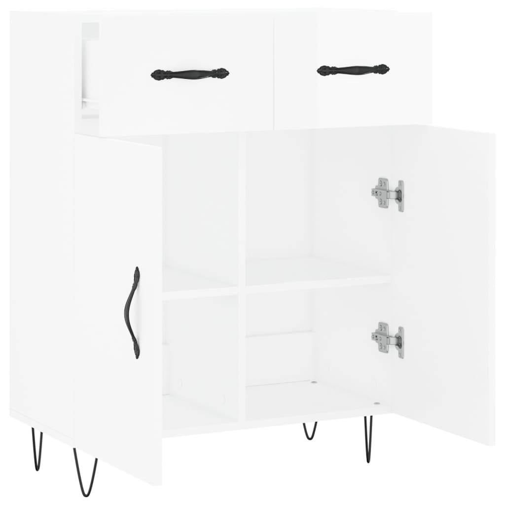 vidaXL Sideboard High Gloss White 69.5x34x90 cm Engineered Wood 5