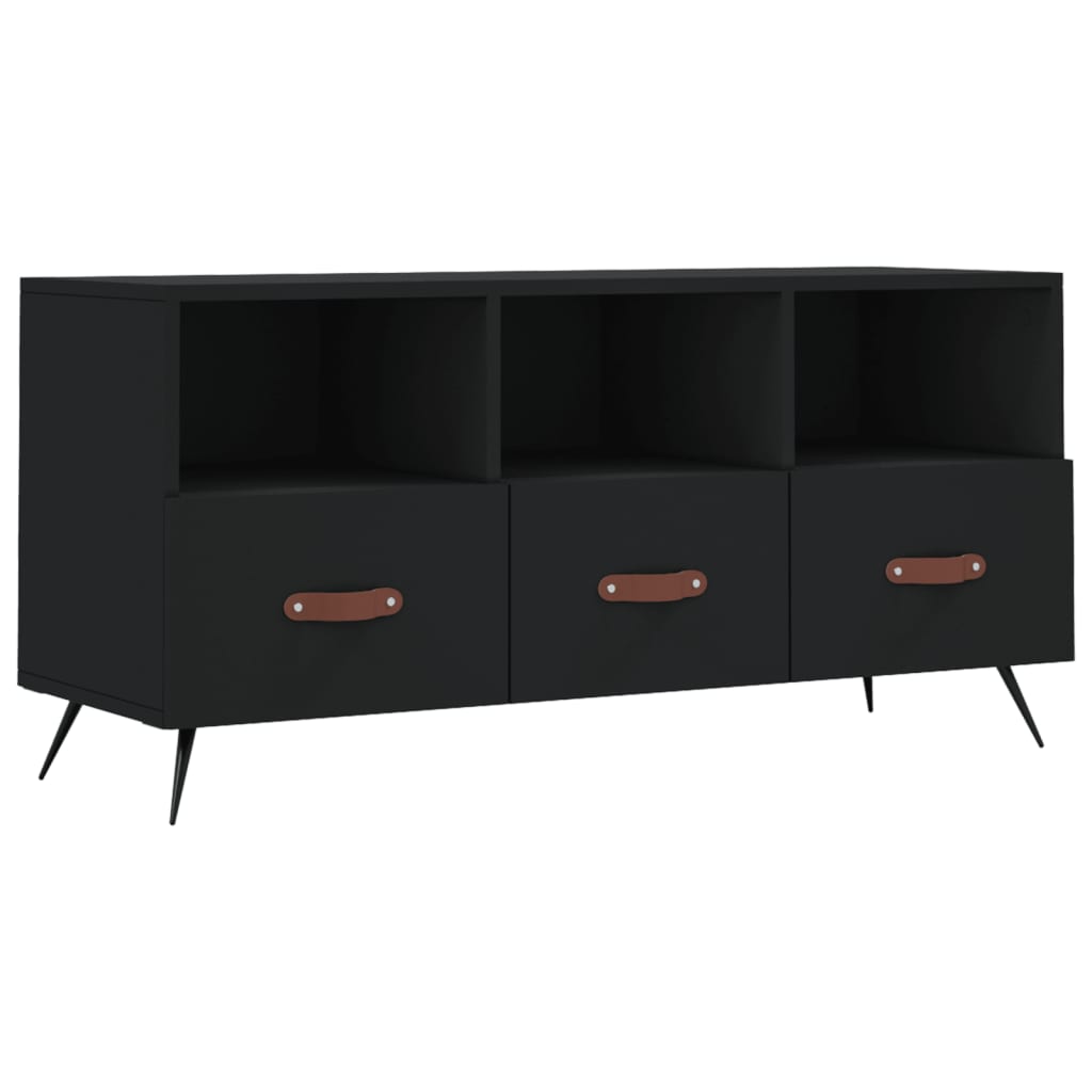 vidaXL TV Cabinet Black 102x36x50 cm Engineered Wood 2