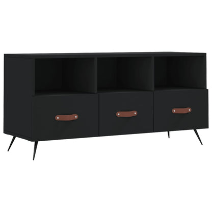 vidaXL TV Cabinet Black 102x36x50 cm Engineered Wood 2