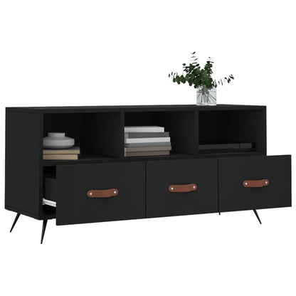 vidaXL TV Cabinet Black 102x36x50 cm Engineered Wood 4