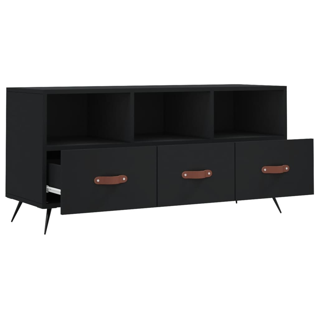vidaXL TV Cabinet Black 102x36x50 cm Engineered Wood 6