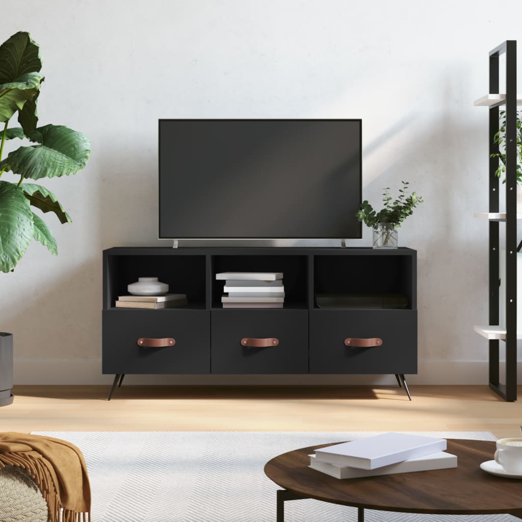 vidaXL TV Cabinet Black 102x36x50 cm Engineered Wood 1