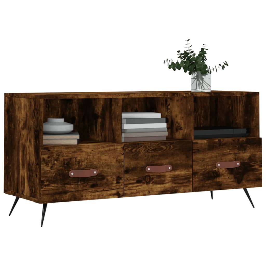 vidaXL TV Cabinet Smoked Oak 102x36x50 cm Engineered Wood 3