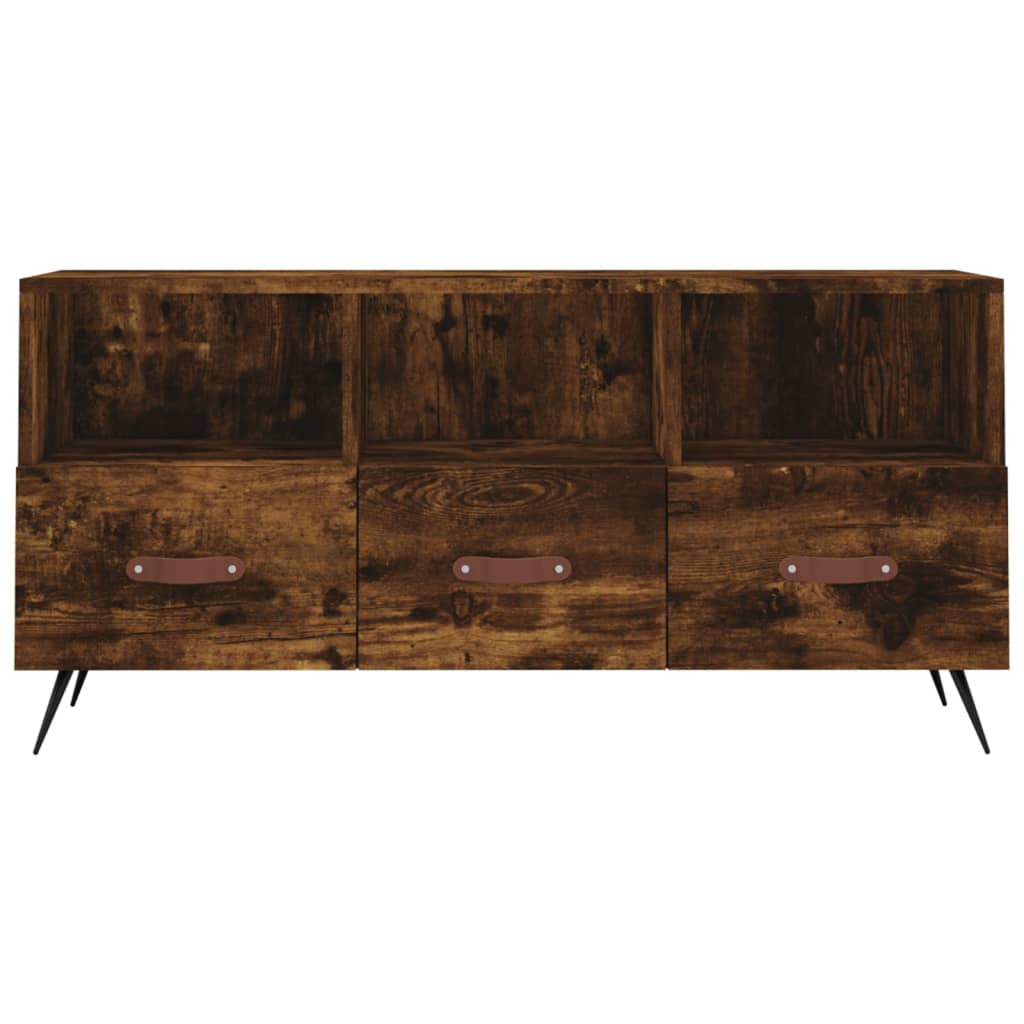 vidaXL TV Cabinet Smoked Oak 102x36x50 cm Engineered Wood 5