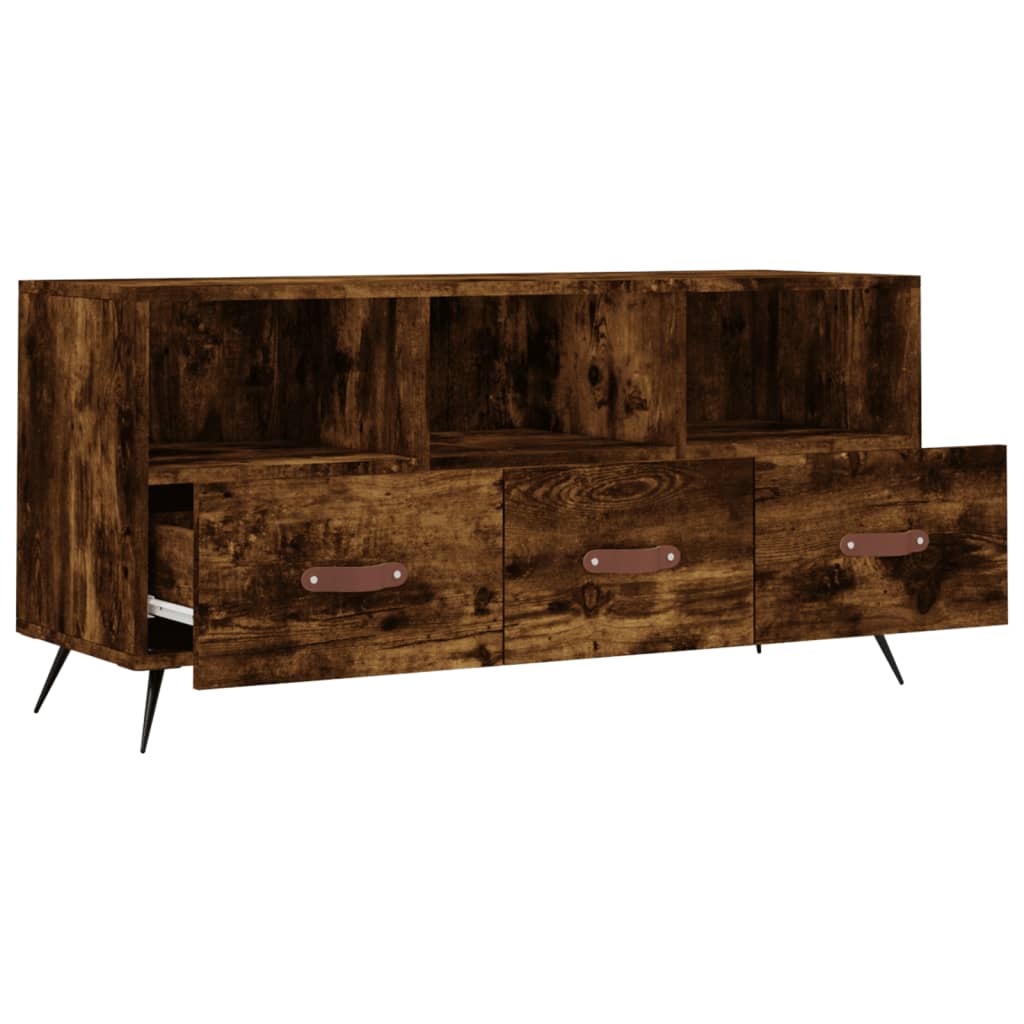 vidaXL TV Cabinet Smoked Oak 102x36x50 cm Engineered Wood 6