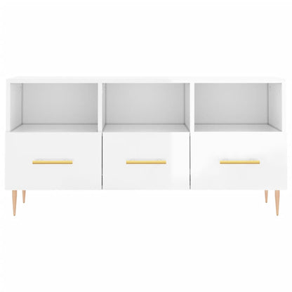 vidaXL TV Cabinet High Gloss White 102x36x50 cm Engineered Wood 5