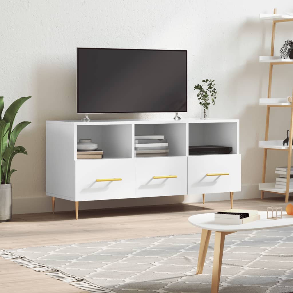 vidaXL TV Cabinet High Gloss White 102x36x50 cm Engineered Wood 1