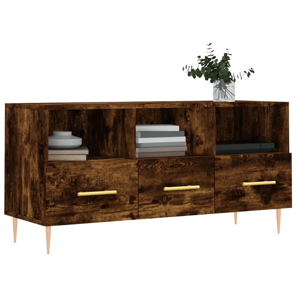 vidaXL TV Cabinet Smoked Oak 102x36x50 cm Engineered Wood 3