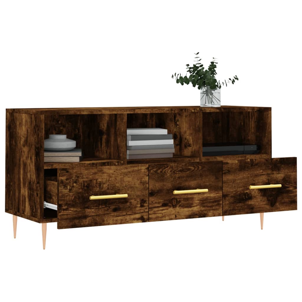 vidaXL TV Cabinet Smoked Oak 102x36x50 cm Engineered Wood 4