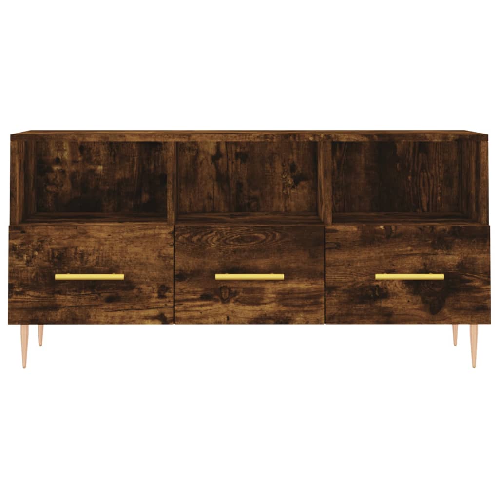 vidaXL TV Cabinet Smoked Oak 102x36x50 cm Engineered Wood 5