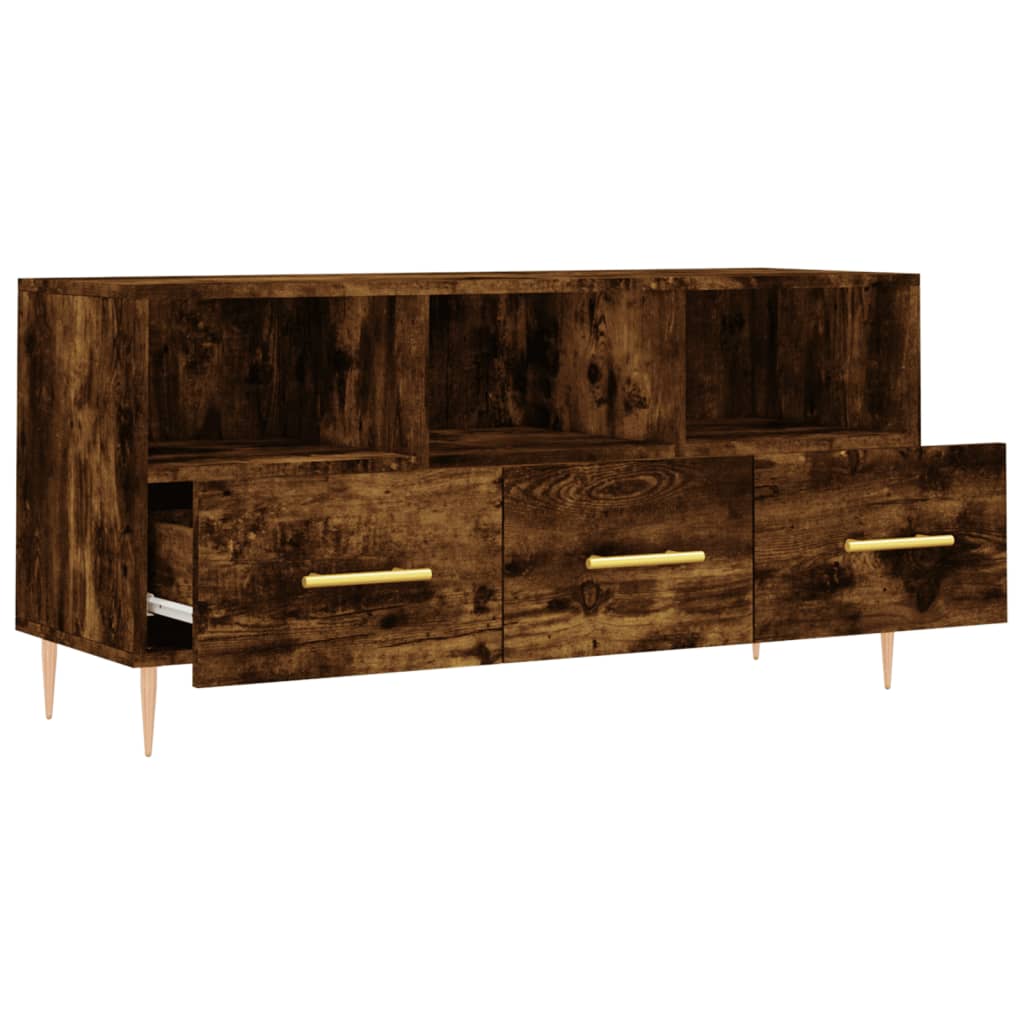 vidaXL TV Cabinet Smoked Oak 102x36x50 cm Engineered Wood 6