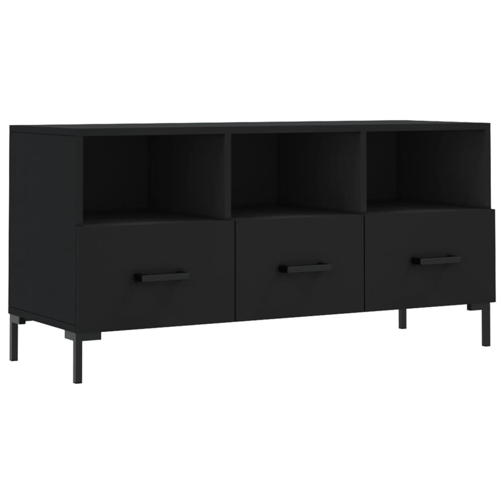 vidaXL TV Cabinet Black 102x36x50 cm Engineered Wood 2