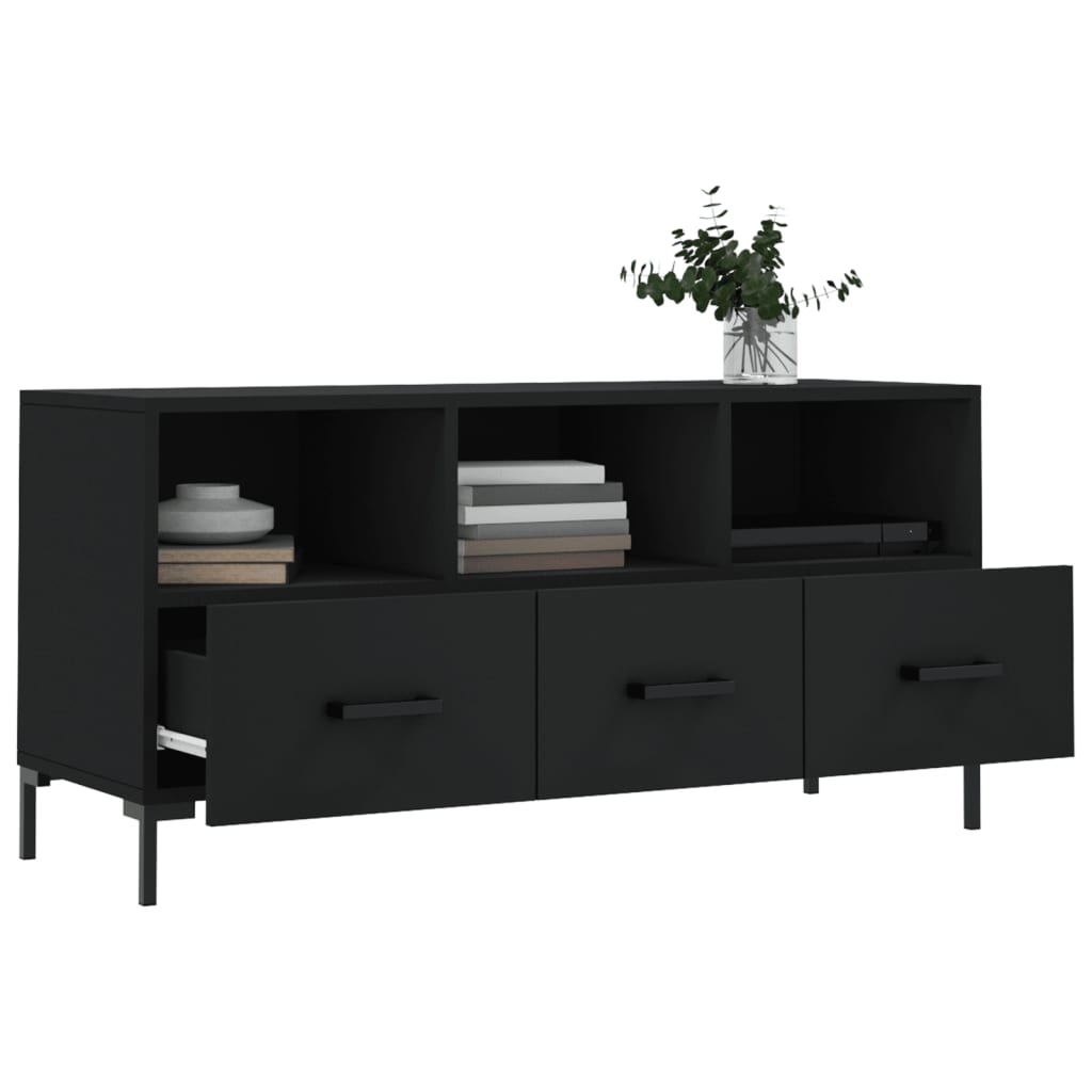 vidaXL TV Cabinet Black 102x36x50 cm Engineered Wood 4
