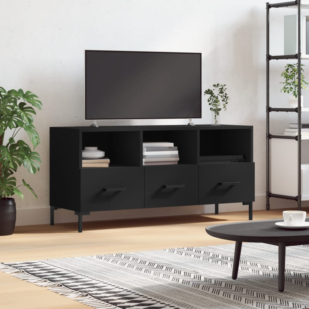 vidaXL TV Cabinet Black 102x36x50 cm Engineered Wood 1