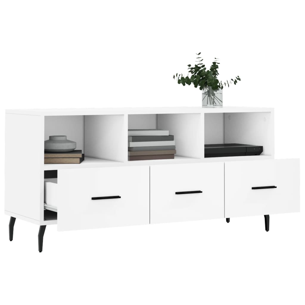 vidaXL TV Cabinet White 102x36x50 cm Engineered Wood 4