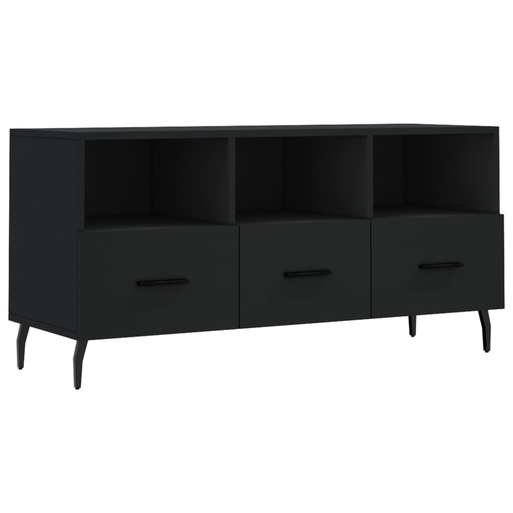 vidaXL TV Cabinet Black 102x36x50 cm Engineered Wood 2