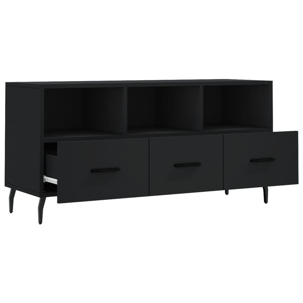 vidaXL TV Cabinet Black 102x36x50 cm Engineered Wood 6