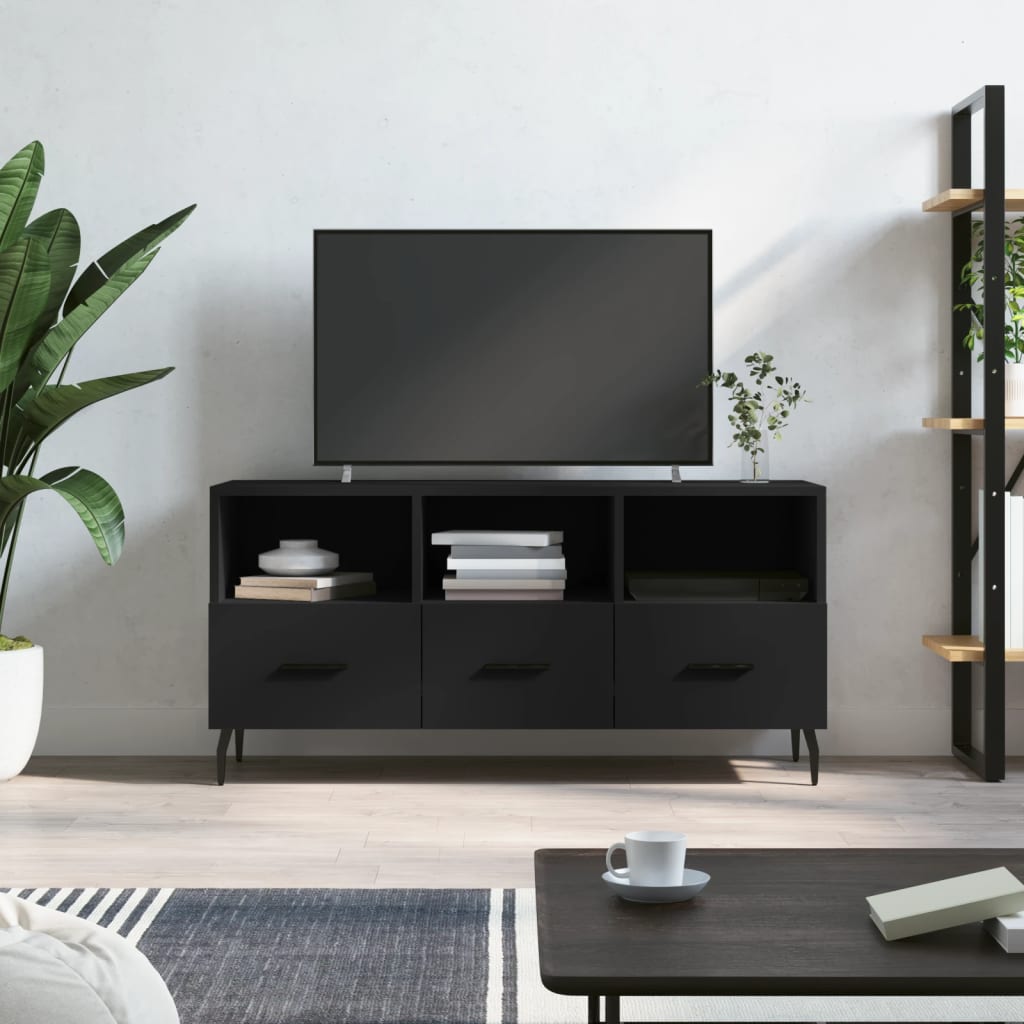 vidaXL TV Cabinet Black 102x36x50 cm Engineered Wood 1
