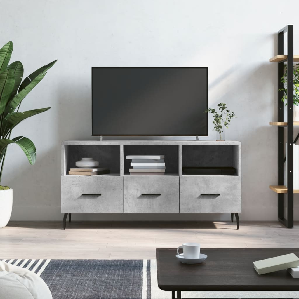 vidaXL TV Cabinet Concrete Grey 102x36x50 cm Engineered Wood 1