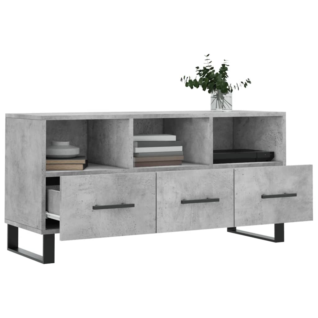 vidaXL TV Cabinet Concrete Grey 102x36x50 cm Engineered Wood 4
