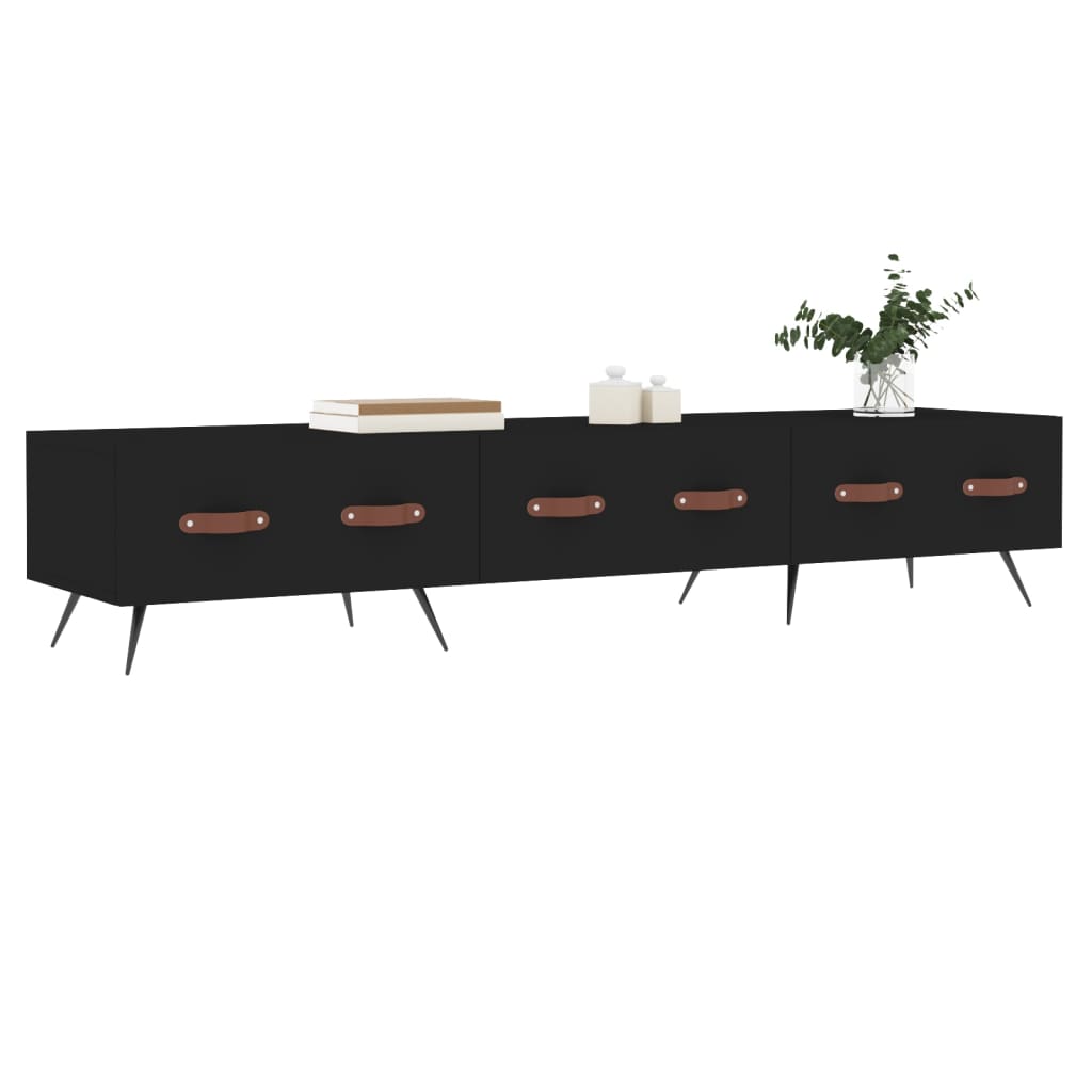 vidaXL TV Cabinet Black 150x36x30 cm Engineered Wood 3