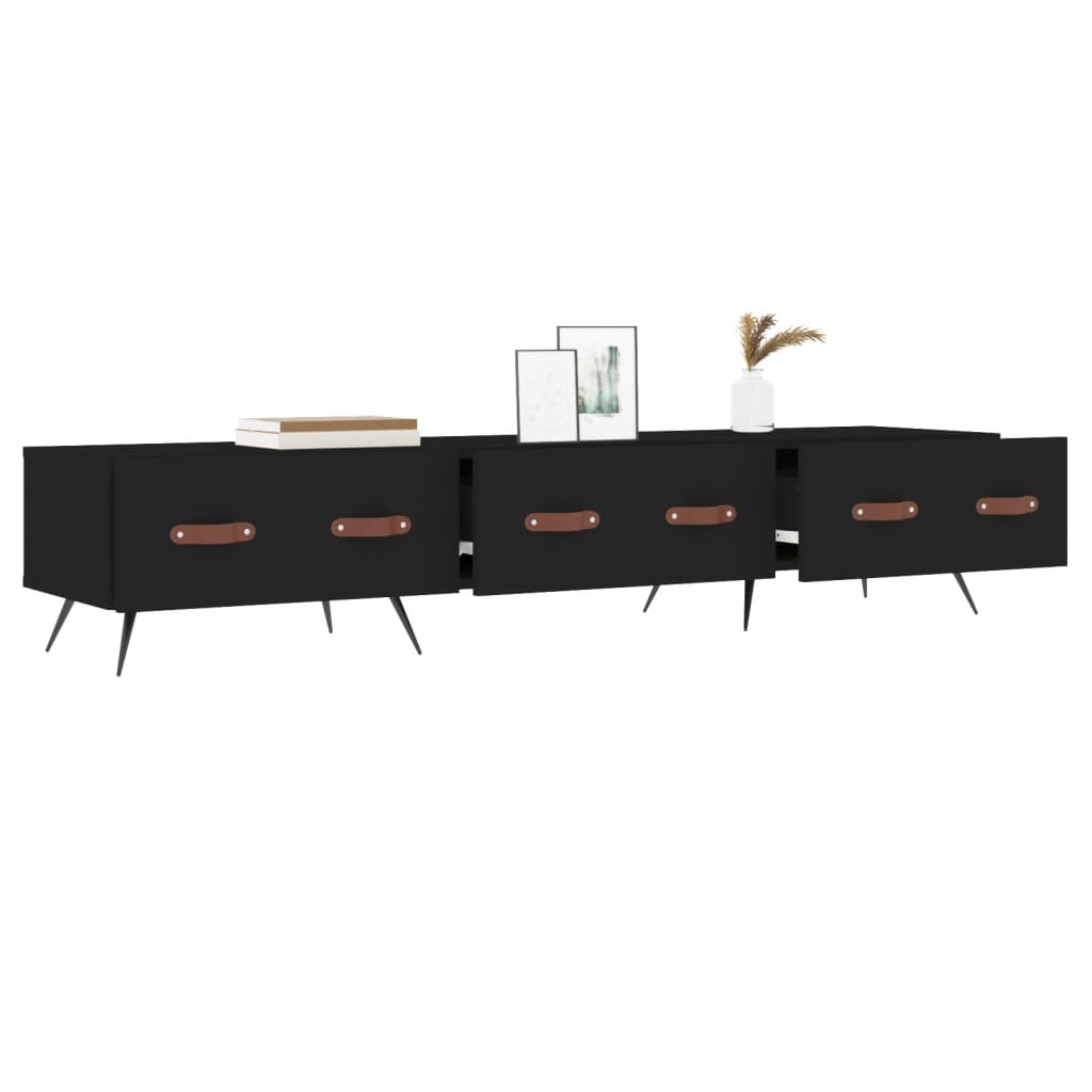 vidaXL TV Cabinet Black 150x36x30 cm Engineered Wood 4