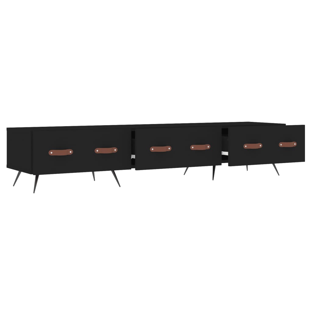 vidaXL TV Cabinet Black 150x36x30 cm Engineered Wood 6