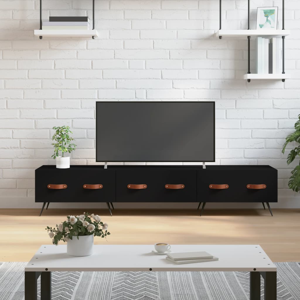 vidaXL TV Cabinet Black 150x36x30 cm Engineered Wood 1