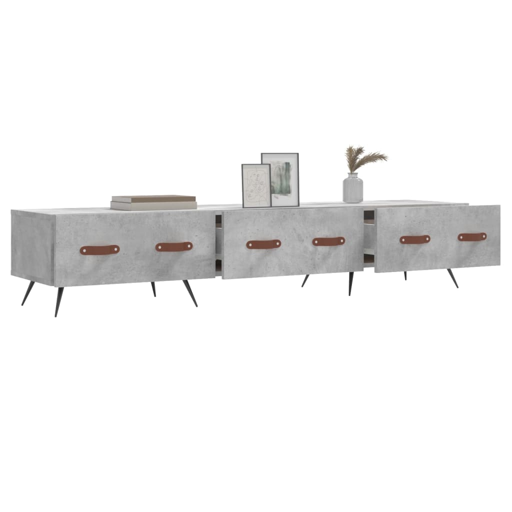 vidaXL TV Cabinet Concrete Grey 150x36x30 cm Engineered Wood 4