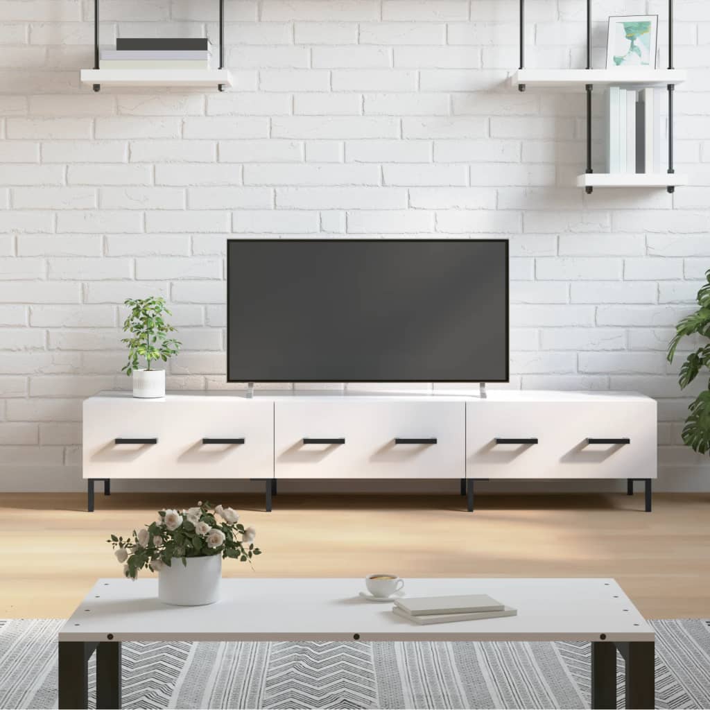 vidaXL TV Cabinet High Gloss White 150x36x30 cm Engineered Wood 1