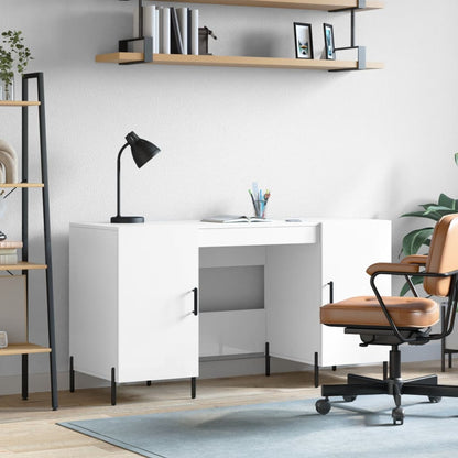 Desk 140x50x75 cm Engineered Wood High gloss white