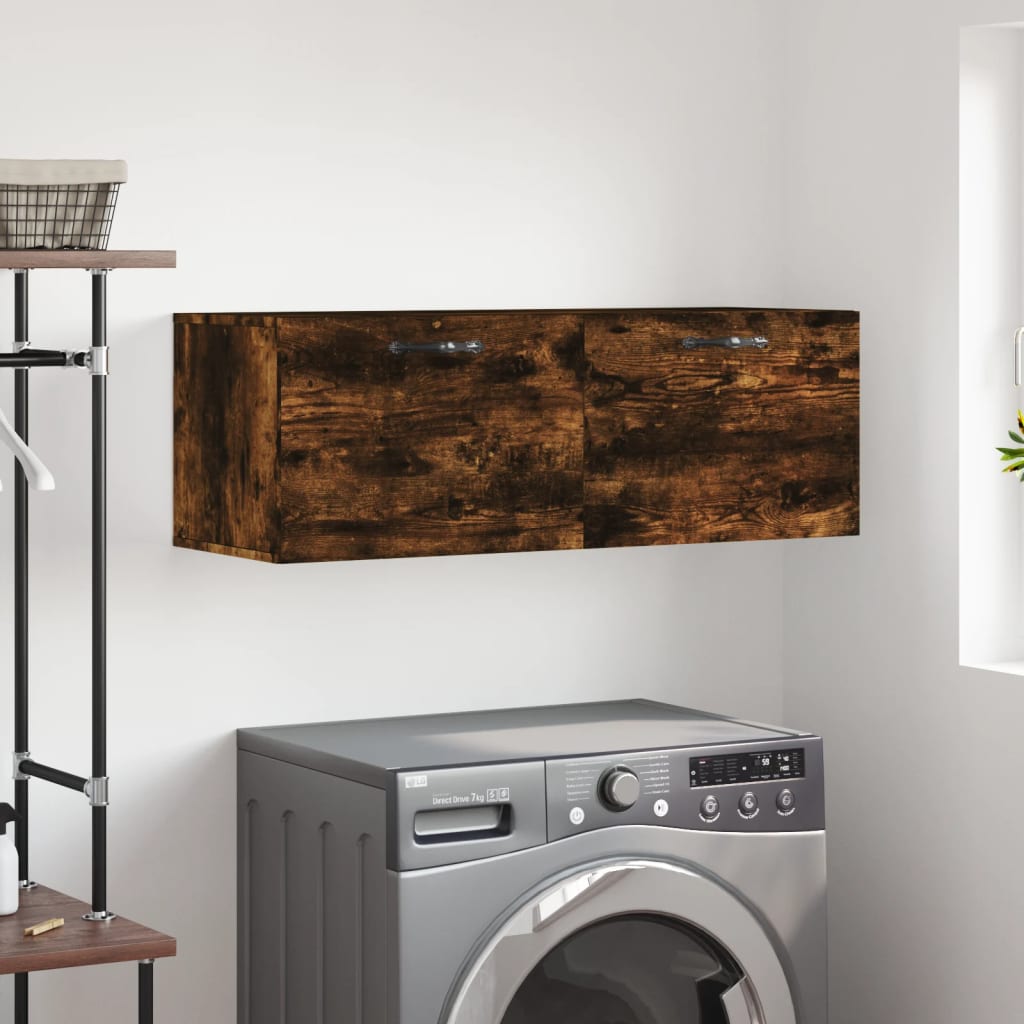 vidaXL Wall Cabinet Smoked Oak 100x36,5x35 cm Engineered Wood 1