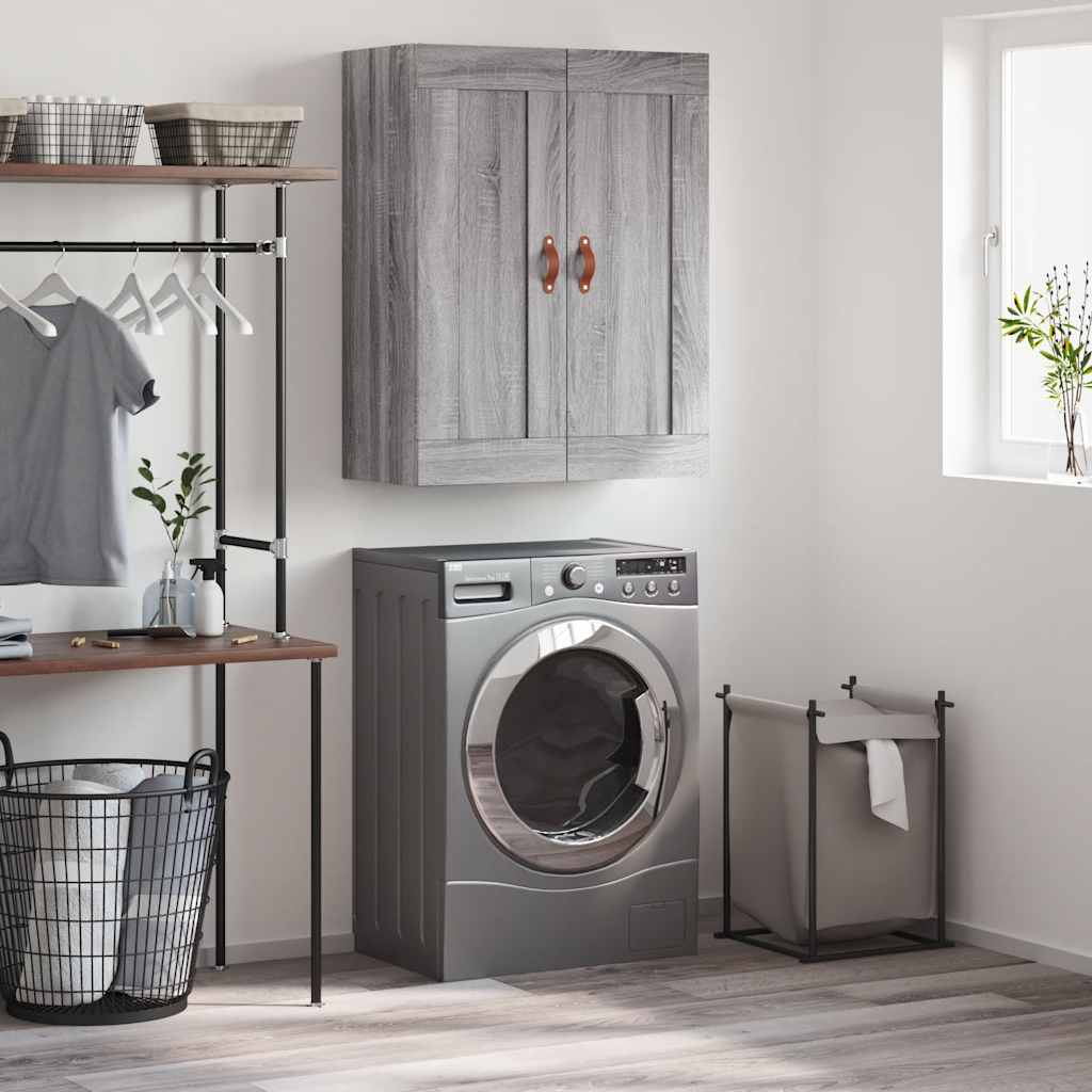 vidaXL Wall Mounted Cabinet Grey Sonoma 69.5x34x90 cm Engineered Wood 1