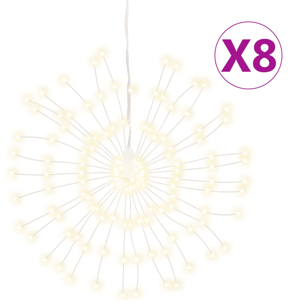 vidaXL Christmas Starburst Lights 140 LEDs 8 pcs Warm White 17 cm 2