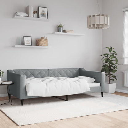 Day Bed 90x190 cm Fabric Light grey Without mattress