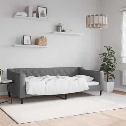 Day Bed 90x190 cm Fabric Dark grey Without mattress
