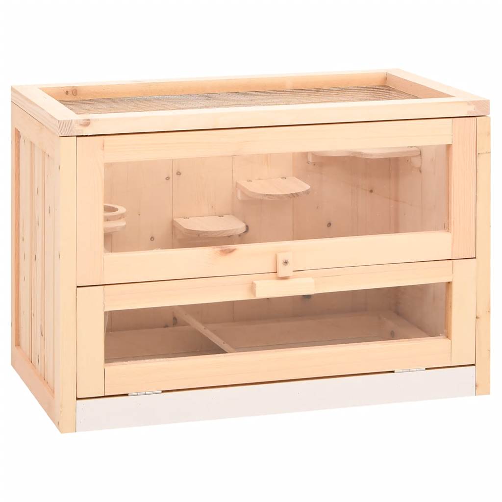 vidaXL Hamster Cage 60x35.5x42 cm Solid Wood Fir 1