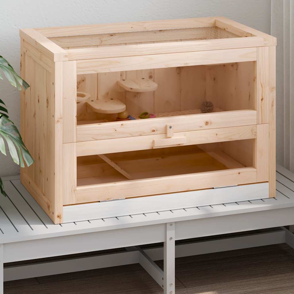 vidaXL Hamster Cage 60x35.5x42 cm Solid Wood Fir 2