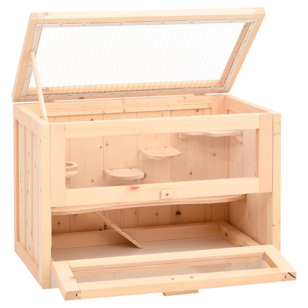 vidaXL Hamster Cage 60x35.5x42 cm Solid Wood Fir 3