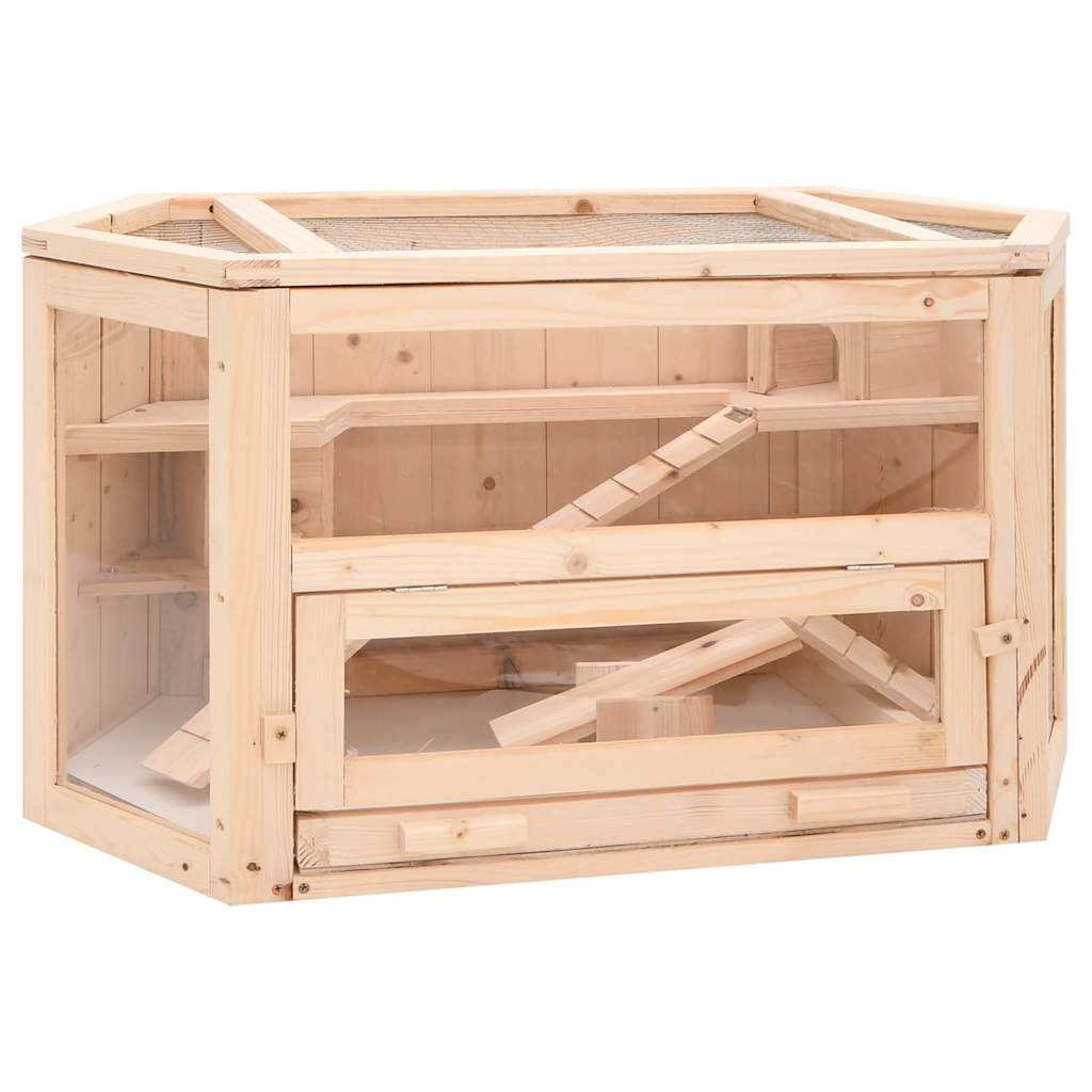 vidaXL Hamster Cage 80x40x43 cm Solid Wood Fir 1