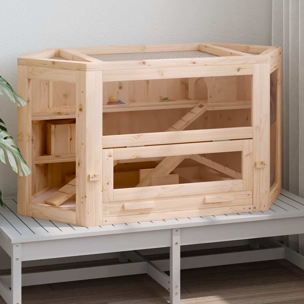 vidaXL Hamster Cage 80x40x43 cm Solid Wood Fir 2