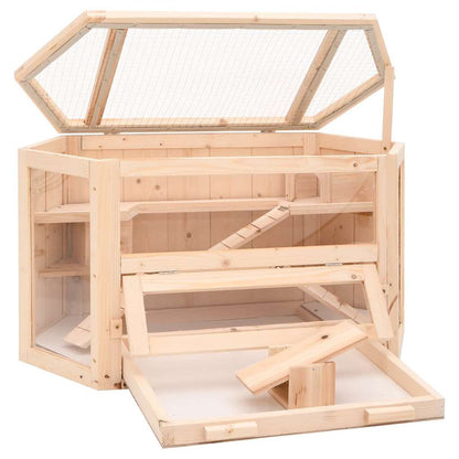 vidaXL Hamster Cage 80x40x43 cm Solid Wood Fir 3