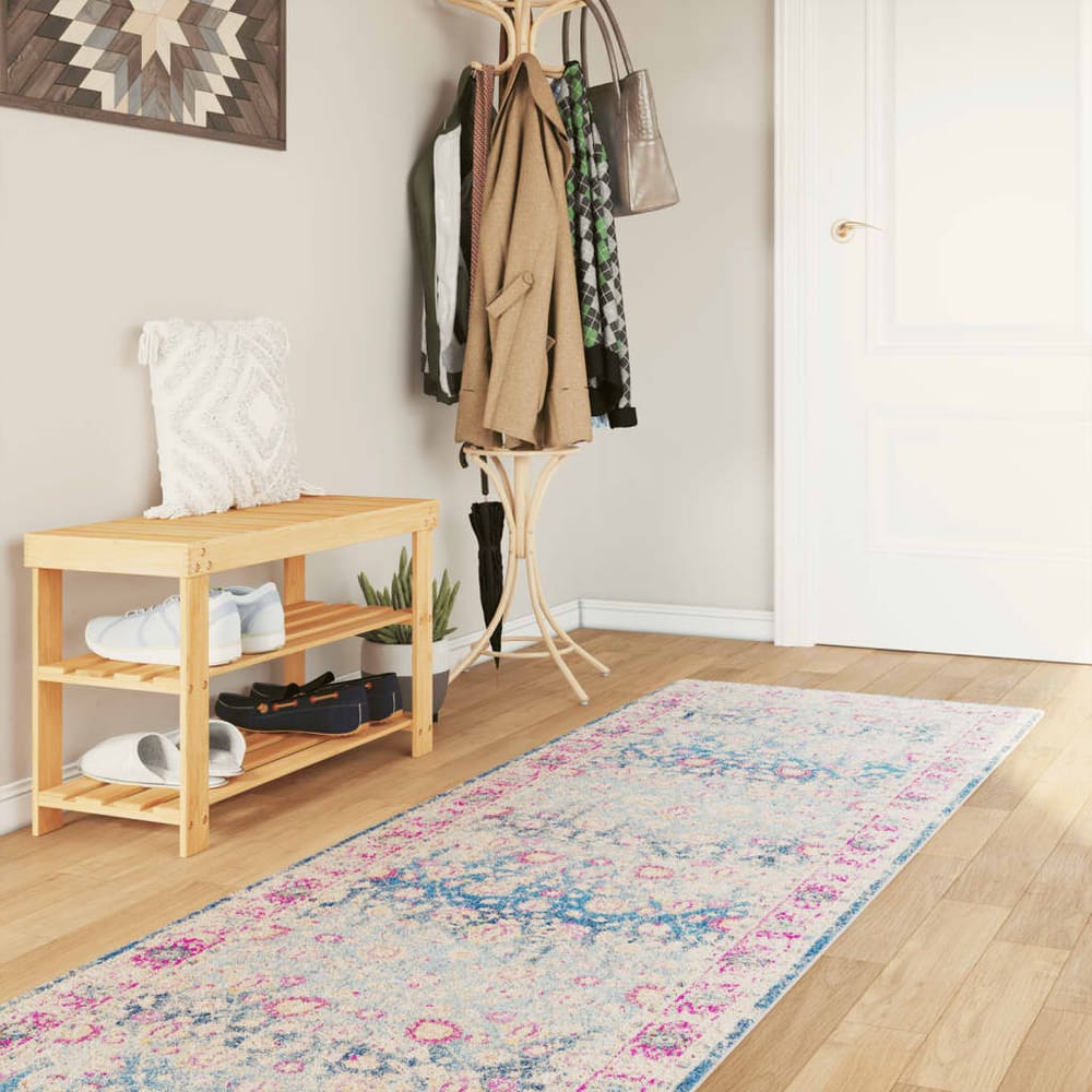 vidaXL Rug Washable Multicolour Blue and Pink